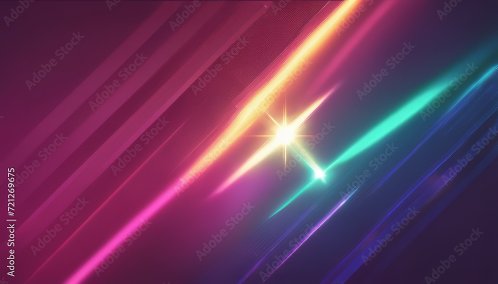 A colorful star shines in a rainbow background A colorful star shines in a rainbow background