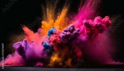 Colorful smoke or powder exploding in the air