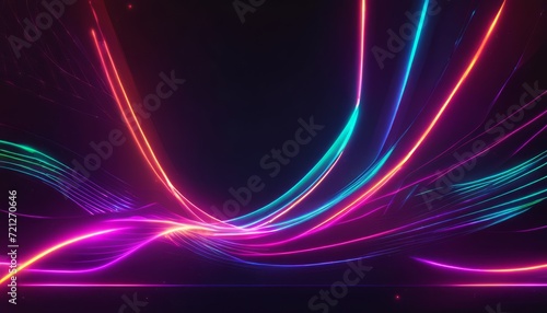 A colorful neon light display with purple and blue streaks