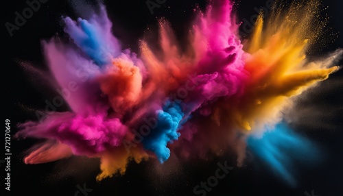 Colorful explosion of paint in a dark background