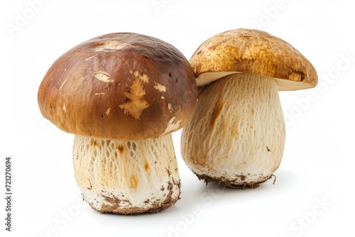 Boletus edulis, porcini, king bolete, isolated on white background, selective focus