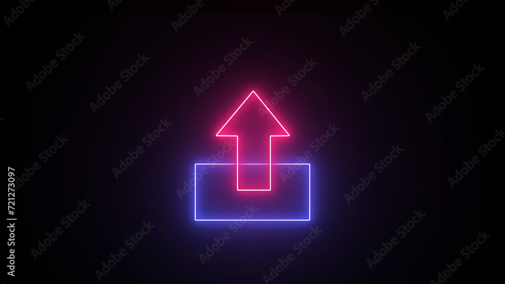 Isolated on a dark backdrop, a UI symbol featuring neon lights. Illustration in three dimensions. Isolated on a dark backdrop, a UI symbol featuring neon lights. Illustration in three dimensions.