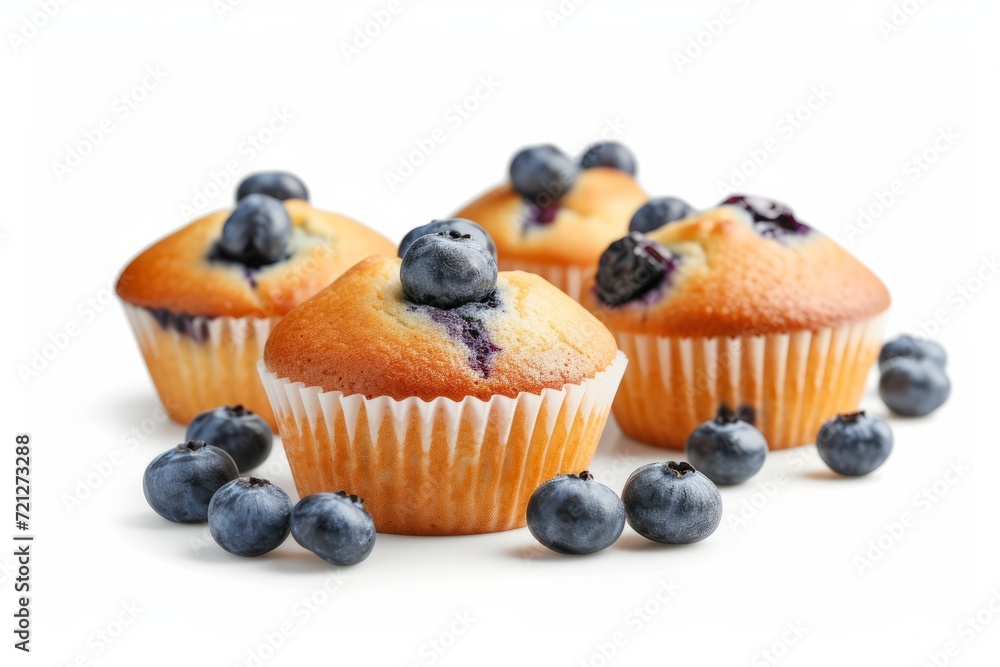 Tasty blueberry muffins on white background Tasty blueberry muffins on white background
