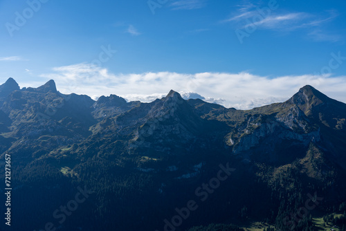 View of the mountains inner switzerland on a sunny day in autumn 