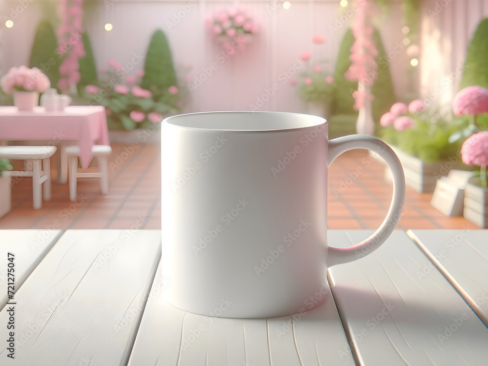 Mug Mockup. Blank white mug mockup with soft pink dining area background. Digital mockup image of coffee cup for artwork display or presentation. Mug Mockup. Blank white mug mockup with soft pink dining area background. Digital mockup image of coffee cup for artwork display or presentation.