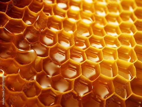 Realistic honeycomb with honey wallpaper 