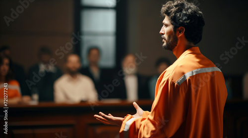 Prisioneiro sendo julgado em tribunal  photo