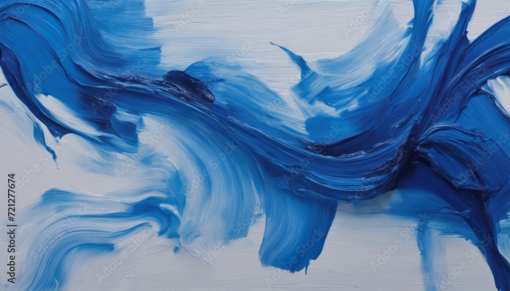 A blue painting with a white background