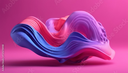 A purple and blue sculpture on a pink background photo