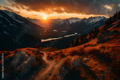 sunset over the mountains © AI artistic beauty