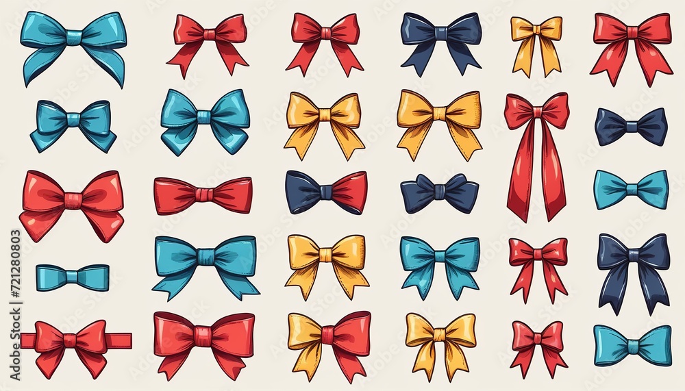 Big Set of Bowtie: Hand Drawn Ribbon Bow Collection