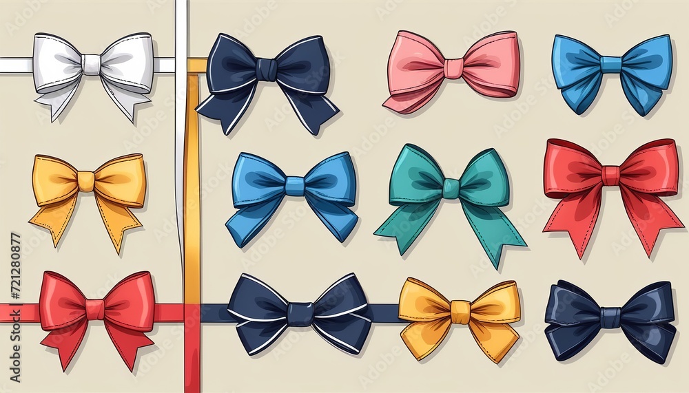 Simple Hand Drawn Ribbon Bow Collection for Decoration Simple Hand Drawn Ribbon Bow Collection for Decoration