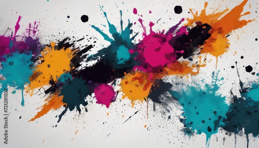 Fototapeta premium Colorful splashes of paint on a white background