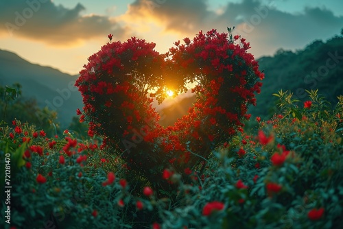 A person creating a time-lapse of a heart-shaped garden blooming