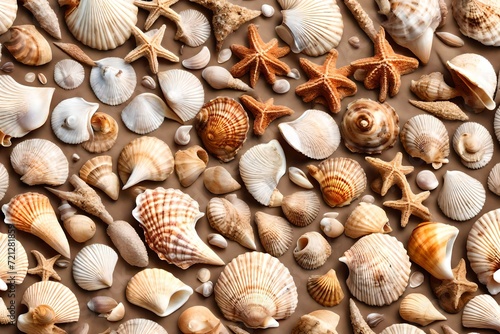 sea shell on the corner of the background with text copy space in the middle abstract backtground 