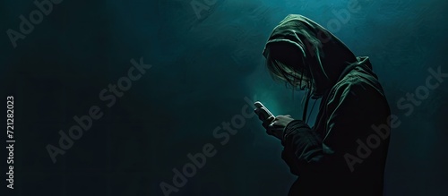 A darkened room serves as the backdrop for a hacker