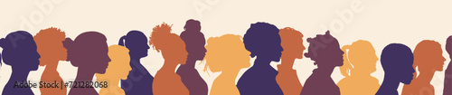 Banner of different silhouettes of women - International women's day