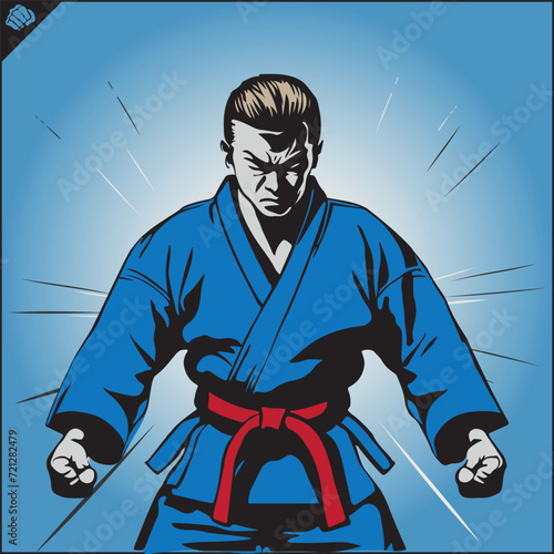 Judo wrestler in a blue kimono