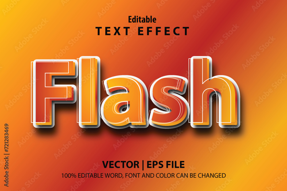 vector editable text effect flash orange 3d font effect. 
