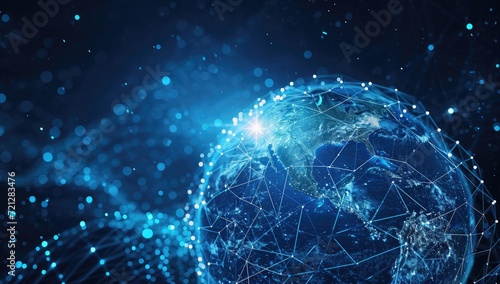 The global exchange of data depicted with Earth at the center of a vast network.