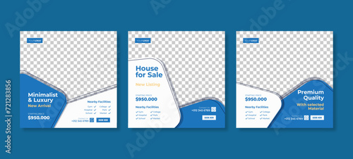 Digital marketing banner for social media post template. Trendy editable square flyer template
