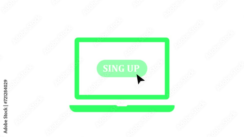 sing up click button animation on white background. sing up click button animation on white background.