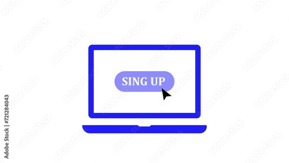 sing up click button animation on white background. sing up click button animation on white background.
