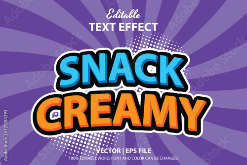 Vector editable 3D text effect template with bright and modern colors. Perfect for sweets, chocolate, ice cream. waffles or cake.