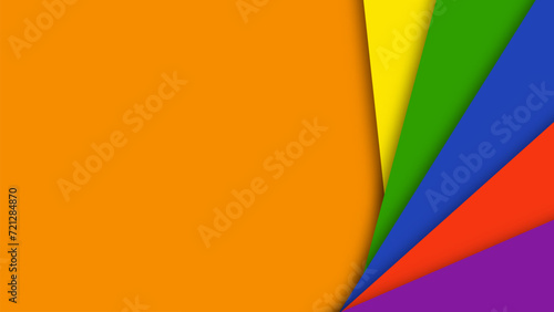 Abstract geometric red, orange, yellow, green, blue and purple shapes lgbtq color background. Lgbt Pride History Month color background with copy space for text. Colorful borders. Vector illustration