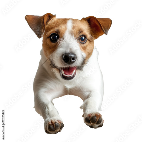 jack russel puppy jumping in the studio on transparent background photo