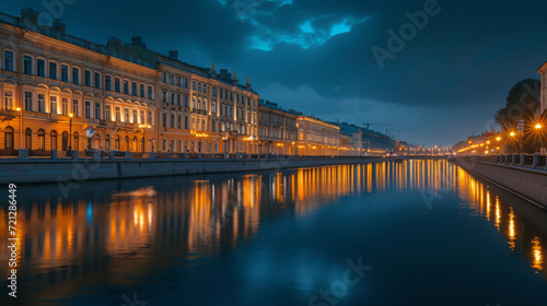Monika embankment at night Saint Petersburg