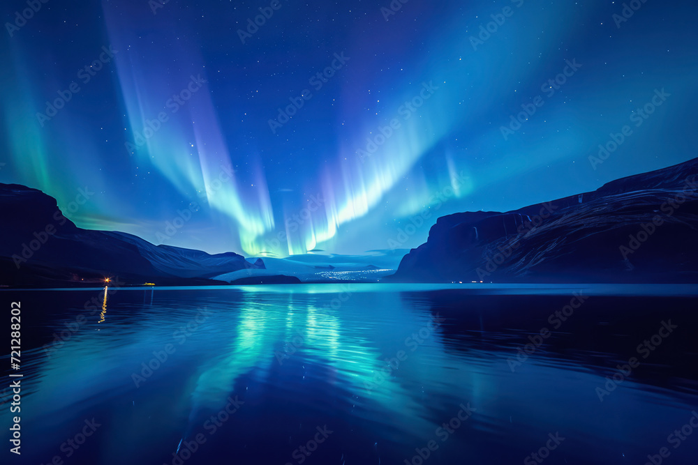 Clear Horizons, Deep Blue Mountains And the dancing Northern lights