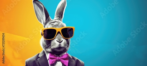 A stylish bunny sporting glasses. photo