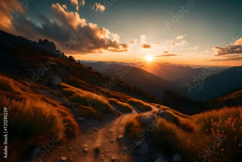 sunset in the mountains