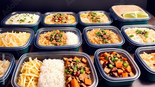 Food in lunch boxes, delicious food for your table for advertising photo