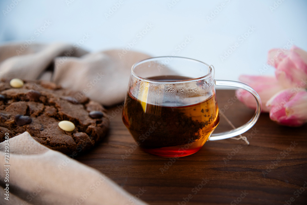 cup of tea with cookies cup of tea with cookies