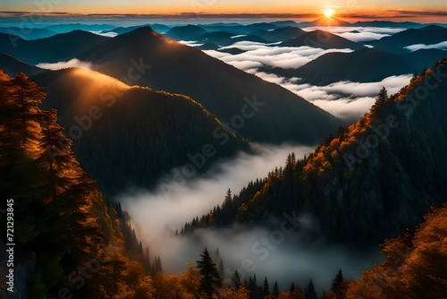 sunrise over the mountains © AI artistic beauty