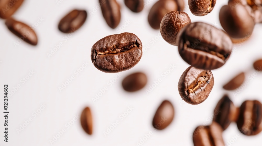 Fototapeta premium Aromatic Palette Exploring the Rich World of Ground Coffee Beans and Coffee Beans Background 