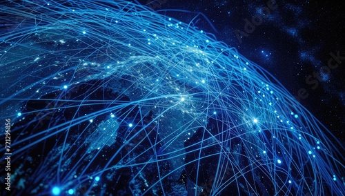 Planet Earth engaged in a network of worldwide data exchange.