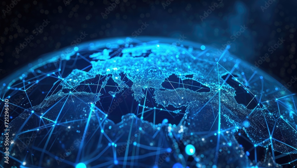 Planet Earth engaged in a network of worldwide data exchange. Planet Earth engaged in a network of worldwide data exchange.