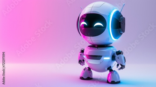 3d vector robot. AI bot character illustration for science and business. Design realistic render robot modern technology. Chatbot to help customers © Orxan