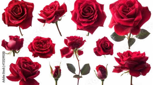 collage of red roses isolated on white background © Orxan