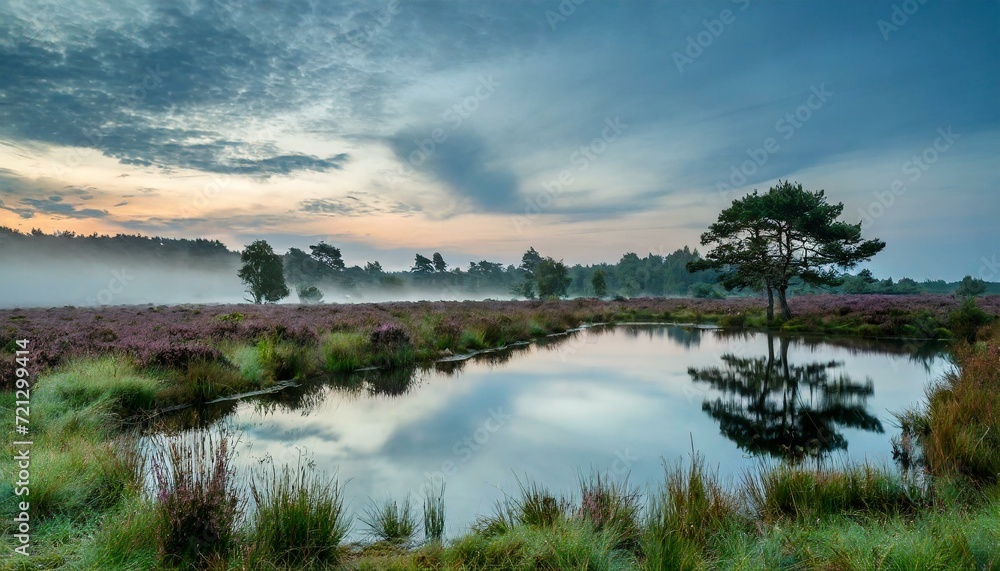 Teich in der Heide im Morgengrauen Teich in der Heide im Morgengrauen