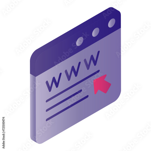  Website Browser with Cursor Concept, Logon to Web App, www click vector icon design, Cloud computing and Internet hosting services Symbol on White background, Web Site Address Stock illustration