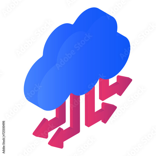 Remote Machine cdn network isometric Concept, Cloud Connection  Vector Icon design, Web Server nodes connection stock illustration, Cloud computing and Internet hosting services Symbol, 