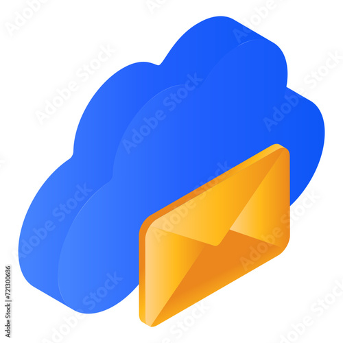 Hosted Email Server isometric Concept, Cloud Server Messaging Exchange Vector Icon Design, Machine Daemon Sign, Cloud computing and Web hosting services Symbol stock illustration