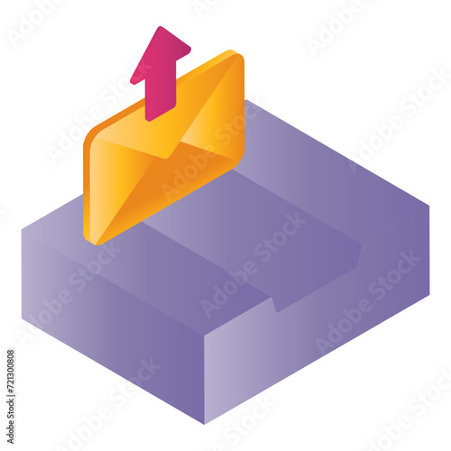 Message Outbox isometric Concept, Mail Client UI Stock illustration, Send All Interface, Outbound inbound mail Server vector icon design, Cloud computing and Web hosting services Symbol