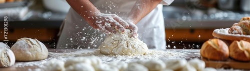 A step-by-step visual guide to making artisan bread, showcasing the mixing, kneading, and baking processes