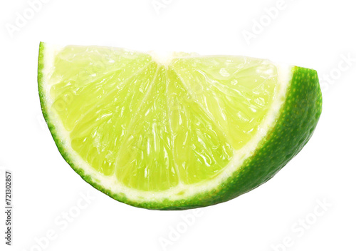 Natural fresh slice lime isolated, transparent PNG, PNG format, cut-out.