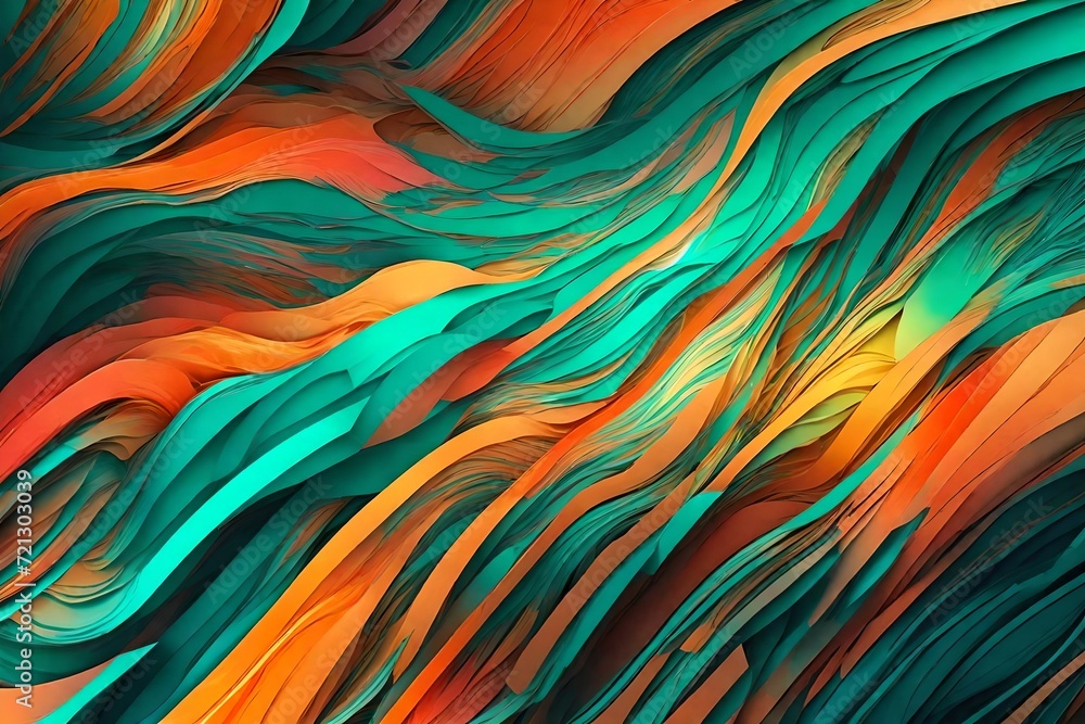 4K Abstract wallpaper colorful design, shapes and textures, colored background, teal and orange colores